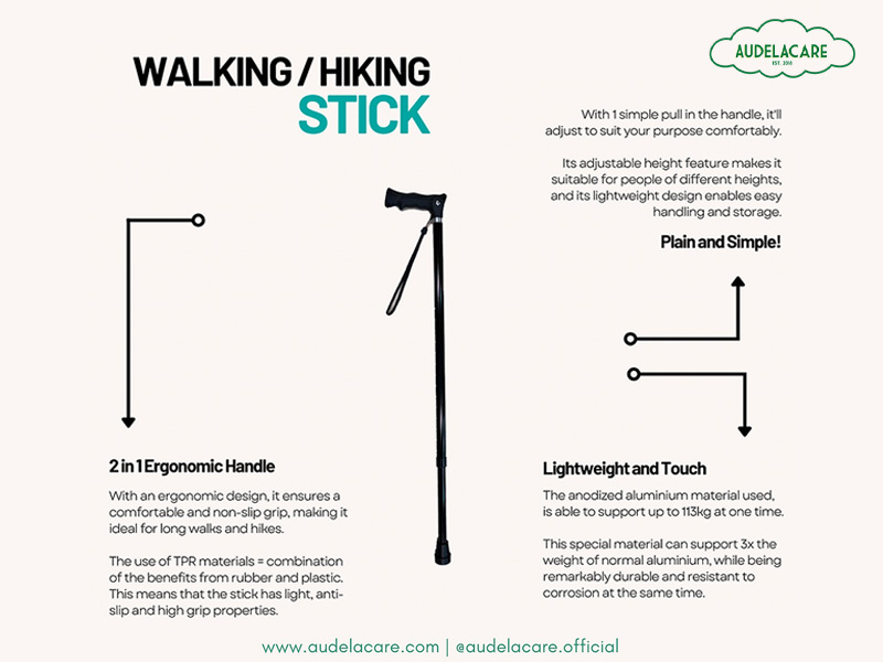 Aluminium walking stick (plastic handle)