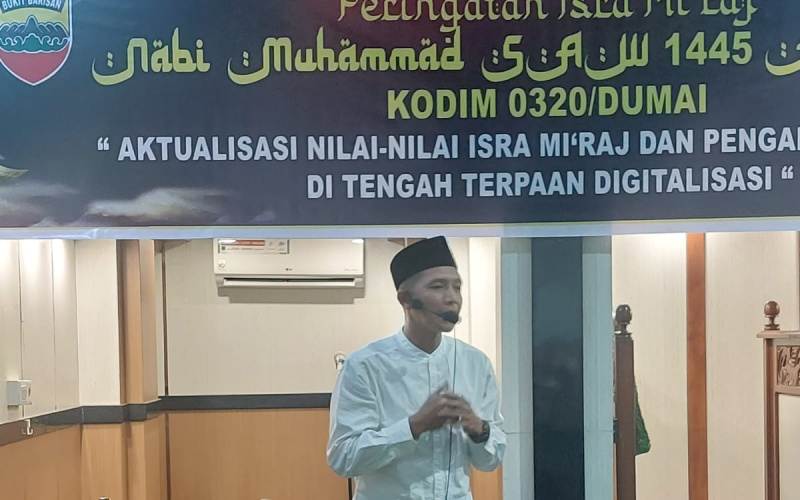 Peringati Isra Miraj, Kodim Dumai Gelar Tausiah di Masjid Al Firman