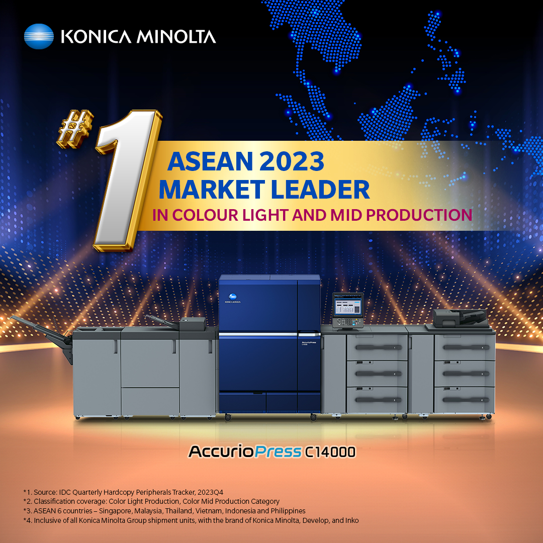 Konica Minolta is named ASEAN 2023 Market Leader in Colour Light and Mid Digital Production Printers