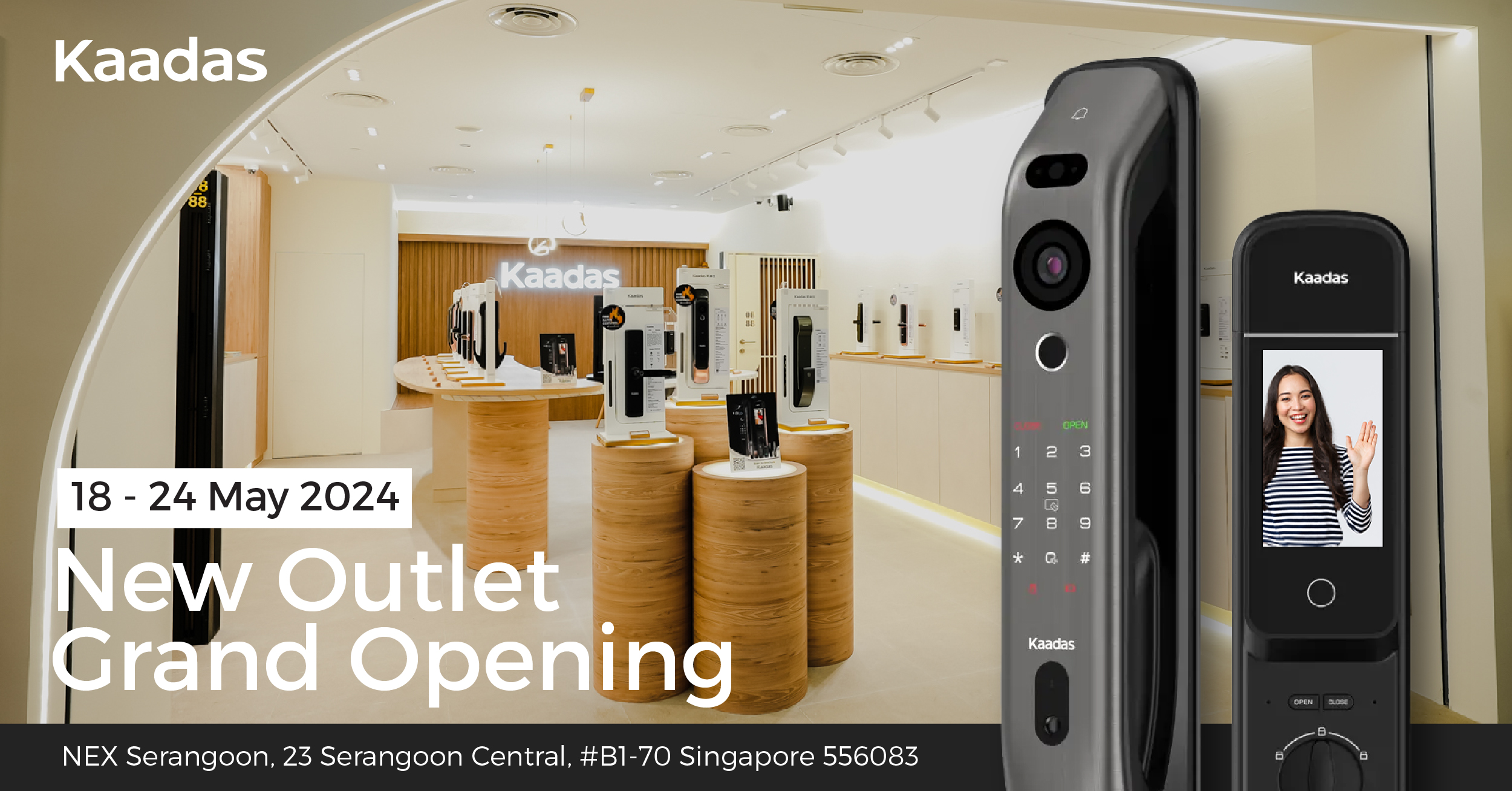 World's Largest Smart Lock Manufacturer, Kaadas, Opens First Store at NEX Serangoon, Singapore.