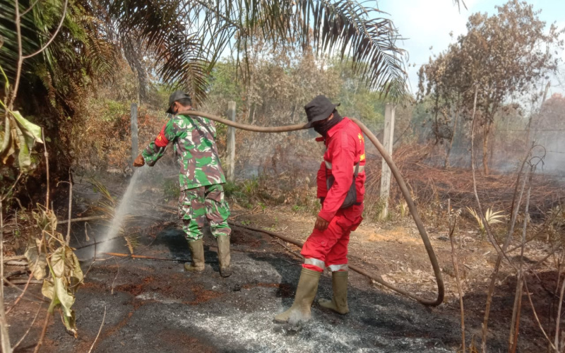 Babinsa Mundam Verifikasi dan Pendinginan Karhutla