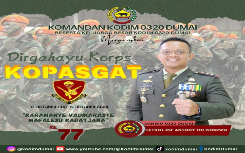 Dandim Dumai: Dirgahayu Korps Paskhas TNI AU ke 77