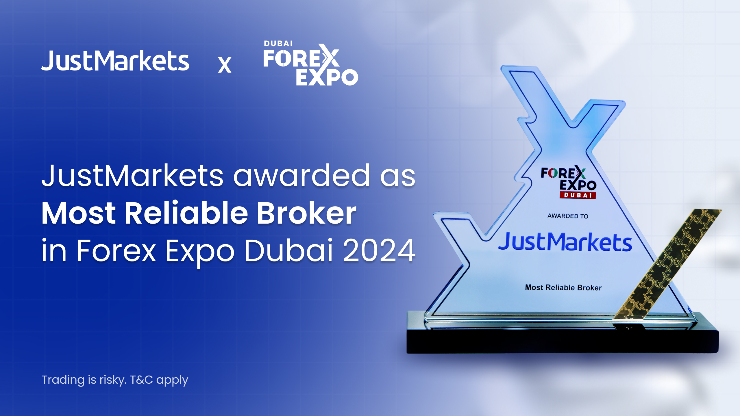 JustMarkets Dianugerahi Penghargaan Most Reliable Broker 2024 di Forex Expo Dubai 2024