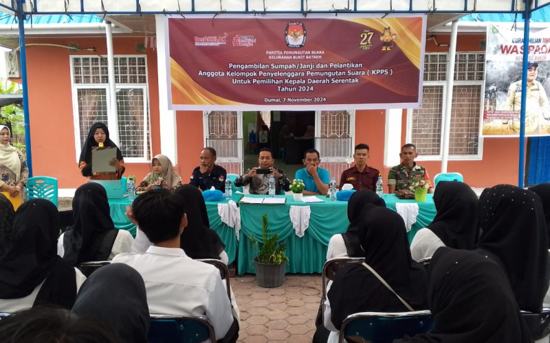 Pelantikan KPPS Kelurahan Bukit Batrem, Sertu Nono Apresiasi